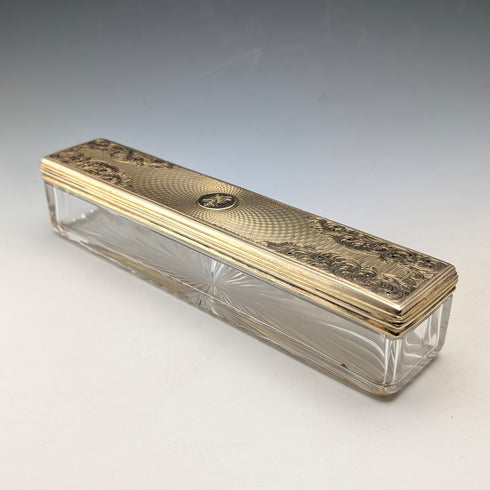 1843年 英国アンティーク ギルト純銀蓋 ガラス トリンケットボックス William Neale